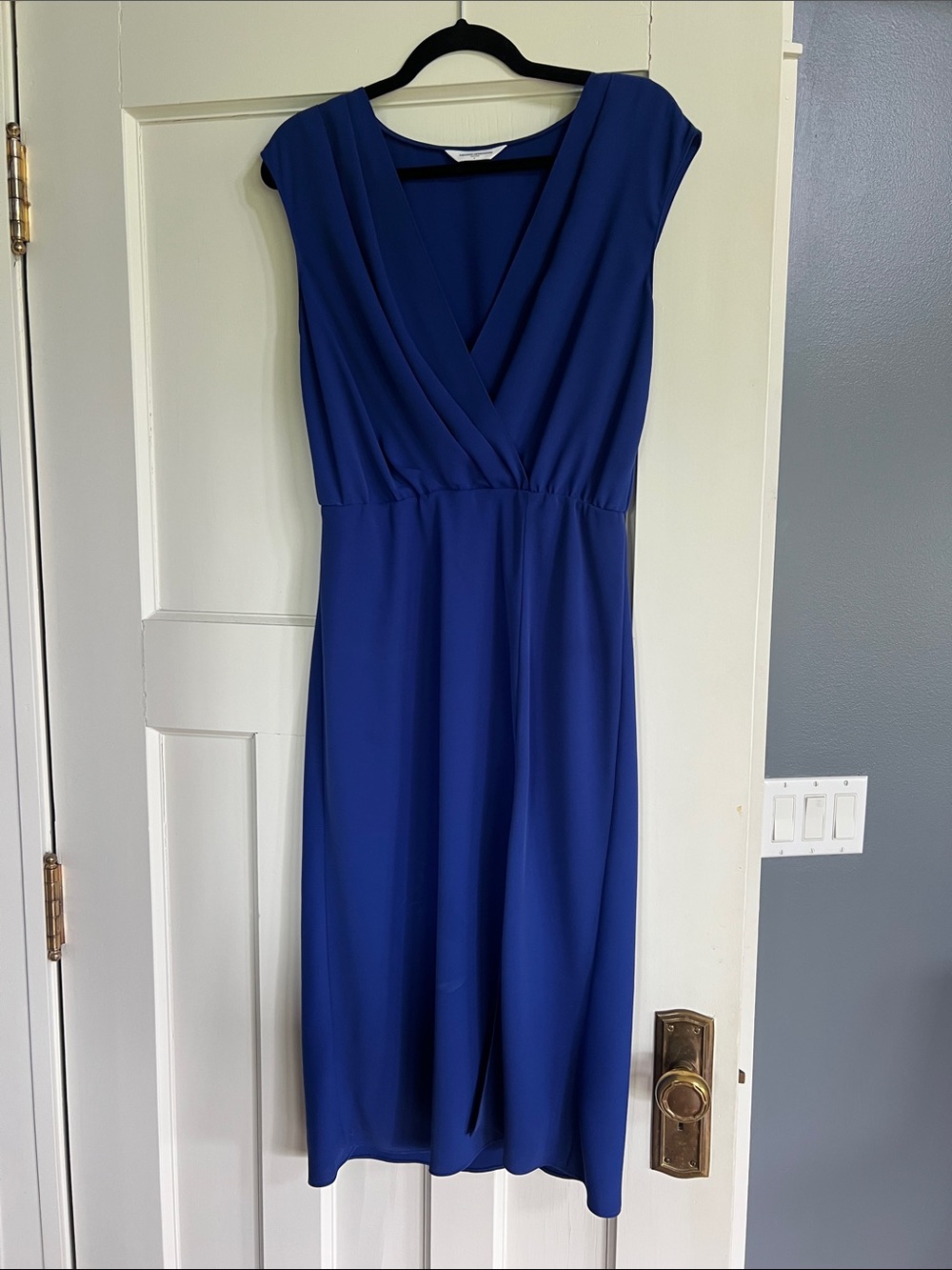Amanda Uprichard Cobalt Blue Wrap-Style Midi Dress